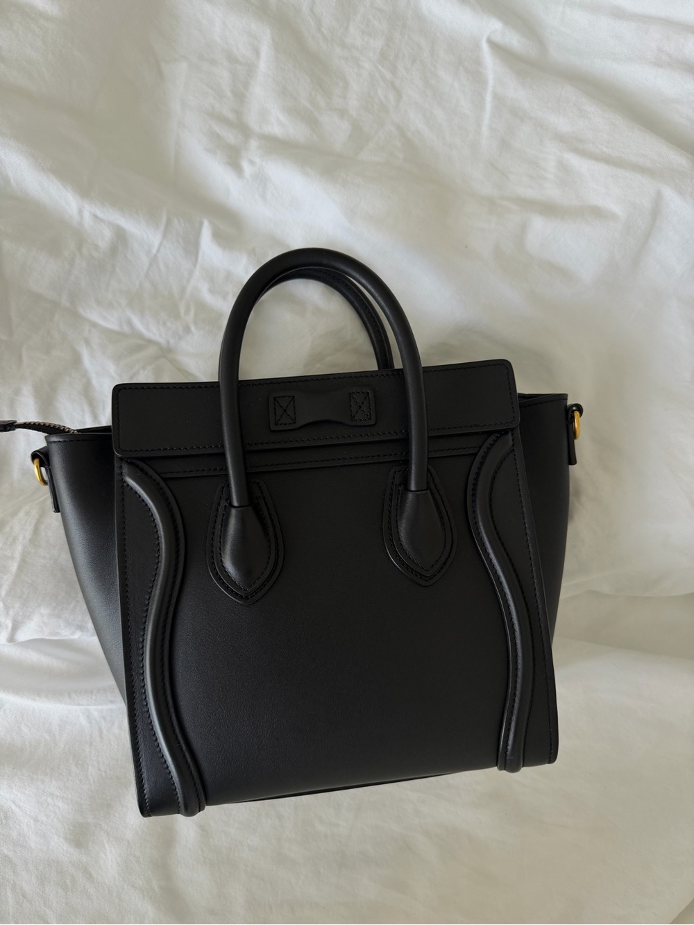 Celine Black Leather Mini Luggage Satchel with Gold Hardware - Picture 3 of 8